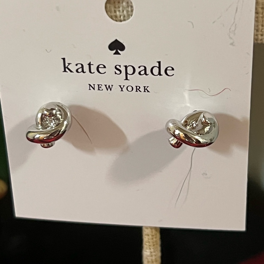 Kate Spade Twisted Silver Knotted Earrings #TSER - Picture 2 of 7